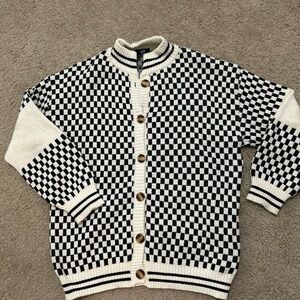 Dress In Lala Cardigan Womens OS Black Get What I Want Eclectic Grandpa Checker